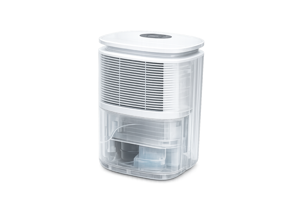 Portable dehumidifier used to reduce indoor humidity in homes.